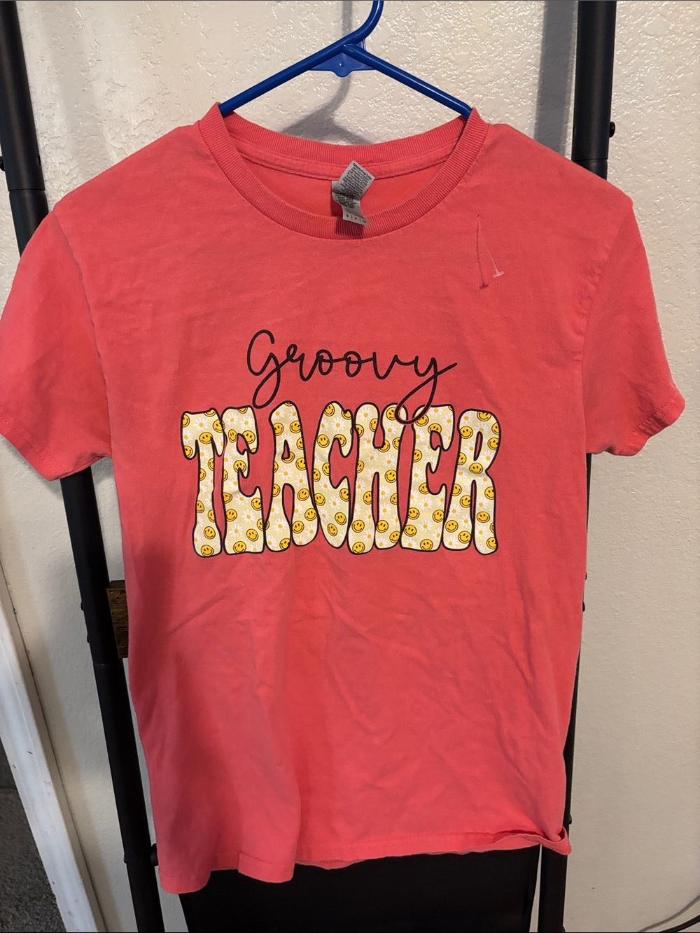 Groovy Teacher T-Shirt - Coral